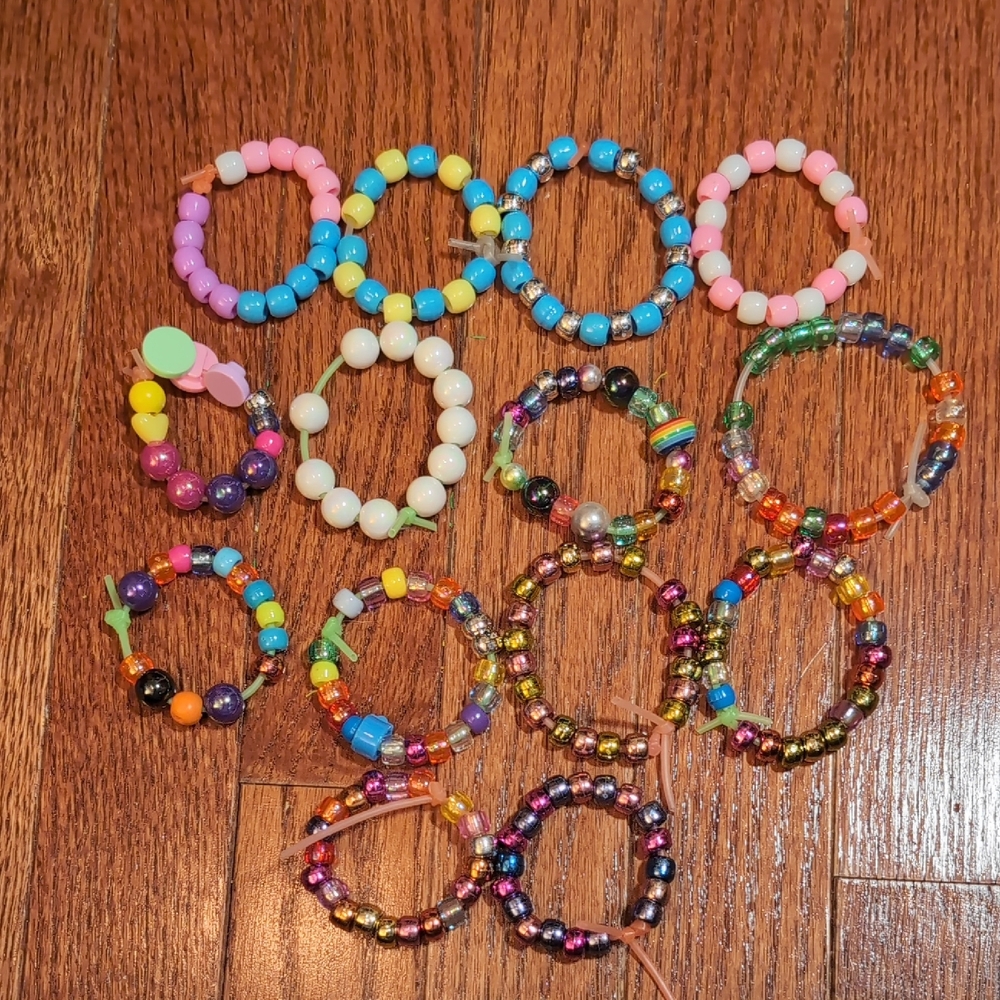 14 Colorful Beaded Kids Bracelets Set